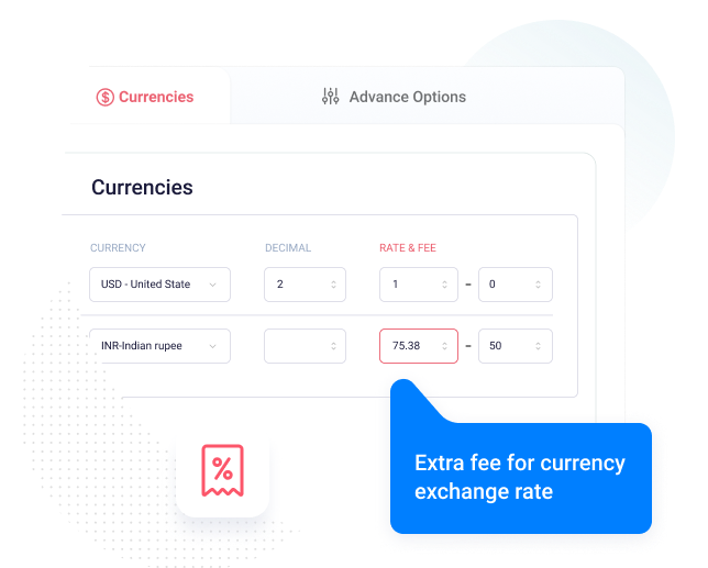 WooCommerce Currency Switcher - Set an exchange fee for each<br/>
currency.