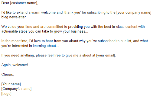 professional business thank you email template