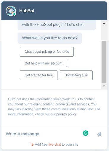 Hubspot live chat wordpress