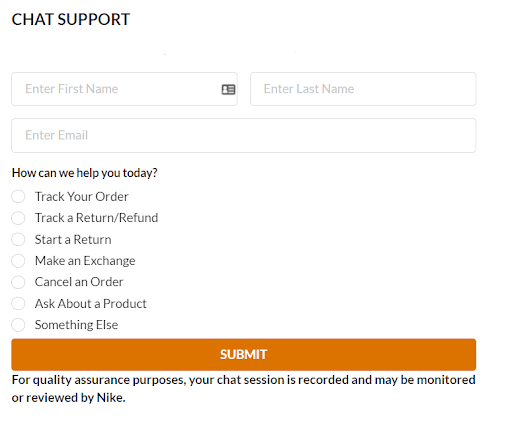 nike live chat support