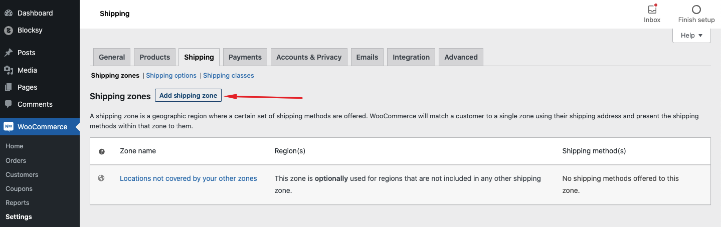 Add Shipping Zone on WooCommerce Table Rate Shipping