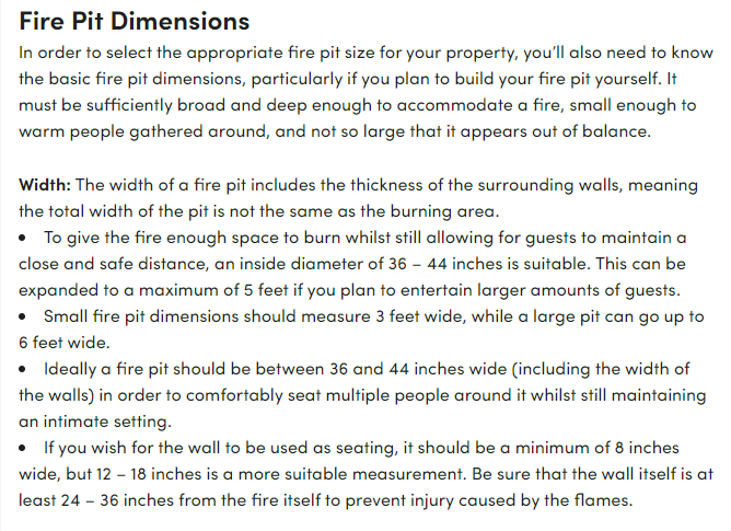 Fire Pit Sizes & Dimensions 