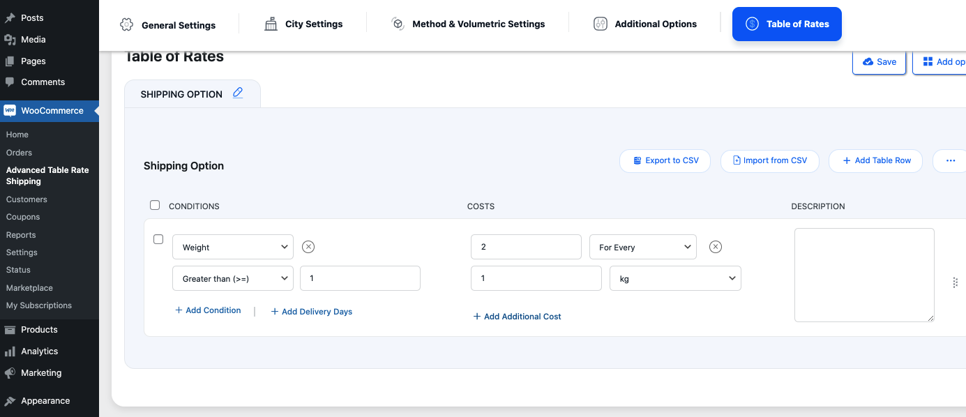 Customize WooCommerce Table Rate Shipping