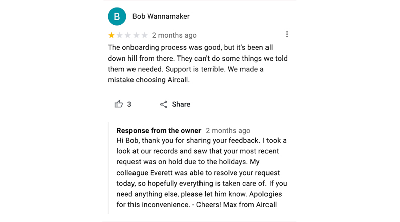 Customer Review and Response 