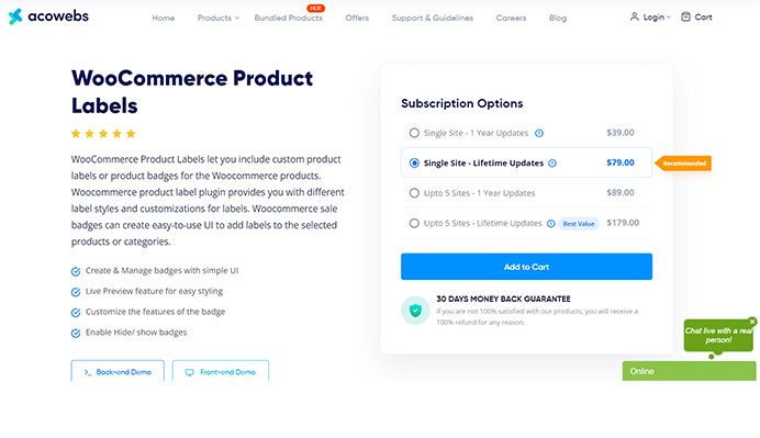 Woocommerce Product label review