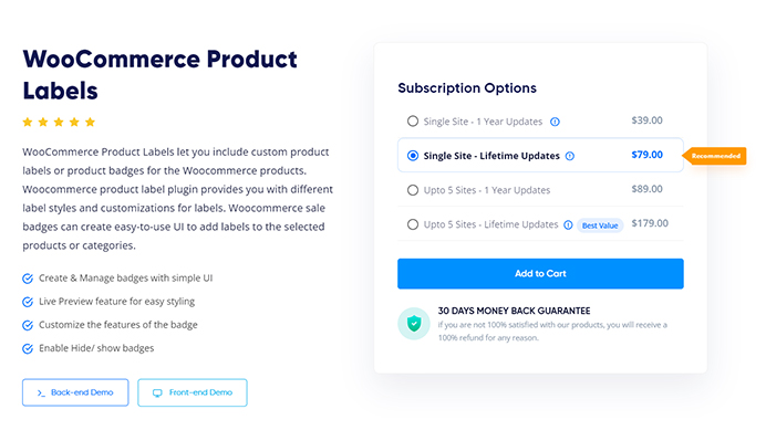 WooCommerce Product Labels By Acowebs Pricing Plan