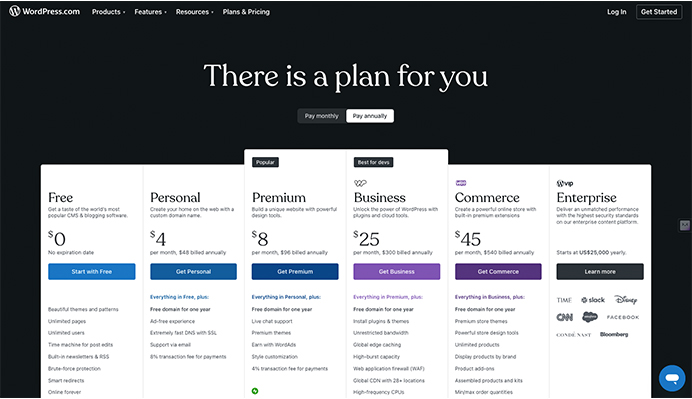 WordPress.com Pricing and Plans