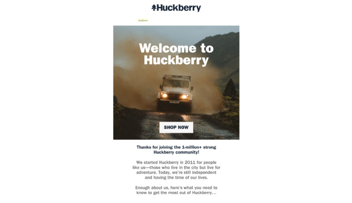 Huckberry’s welcome email