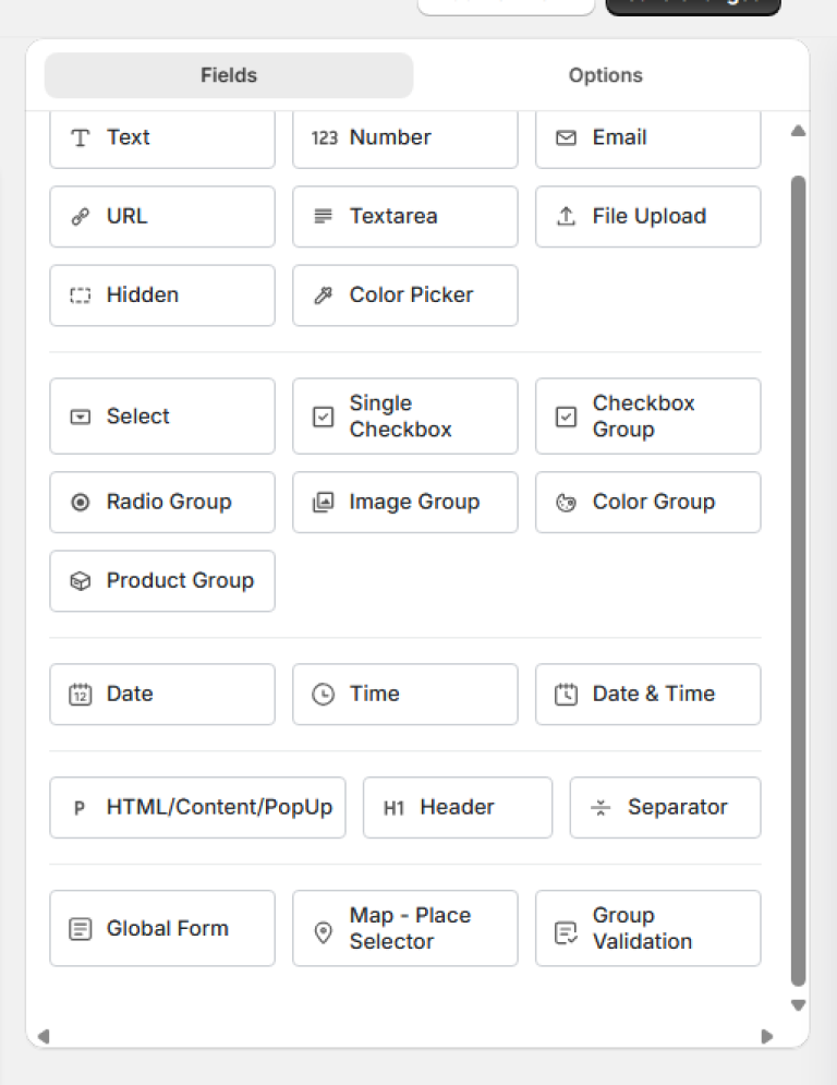 Different Fields and Field Options - Acowebs