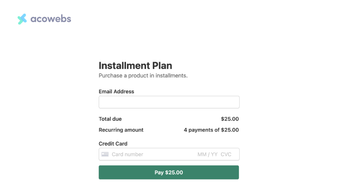 Installment Payment Plan Form