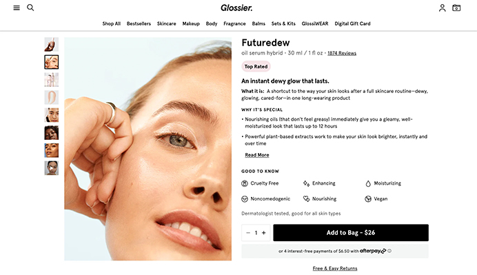 Glossier Homepage 