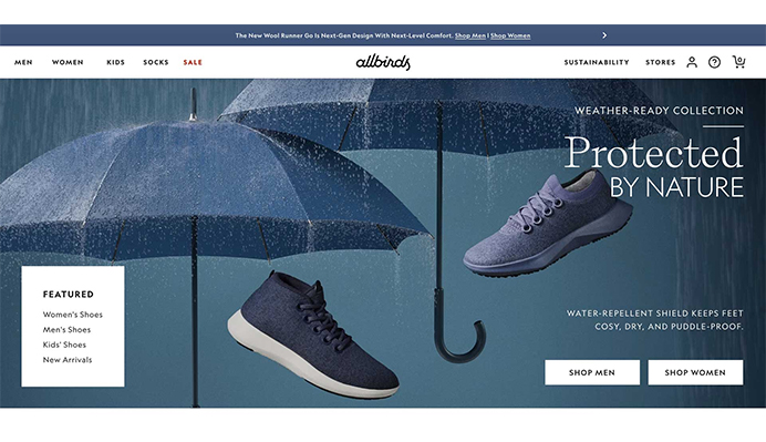 Allbirds Homepage