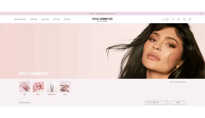 Kylie Cosmetics Homepage