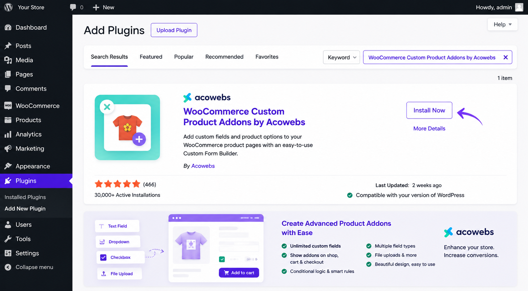Acowebs WooCommerce Product Addons plugin