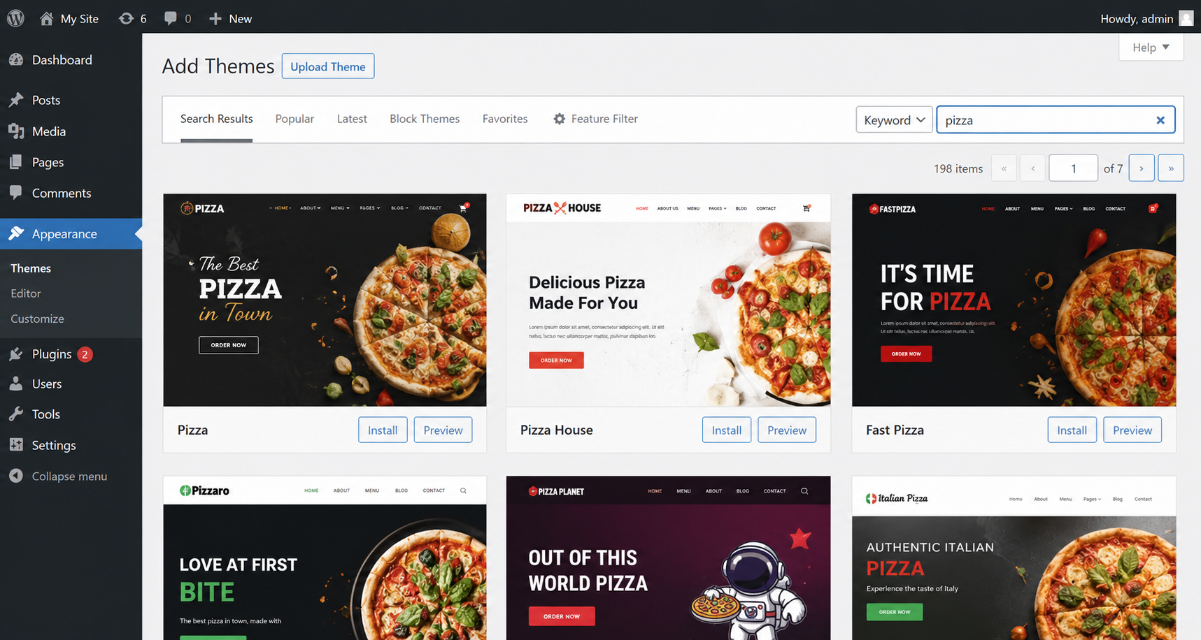 adding pizza theme to woocommerce store