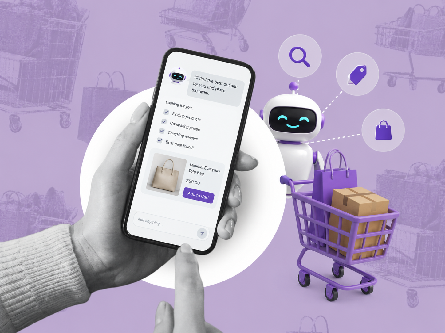AI assistant helping a shopper find personalized products.