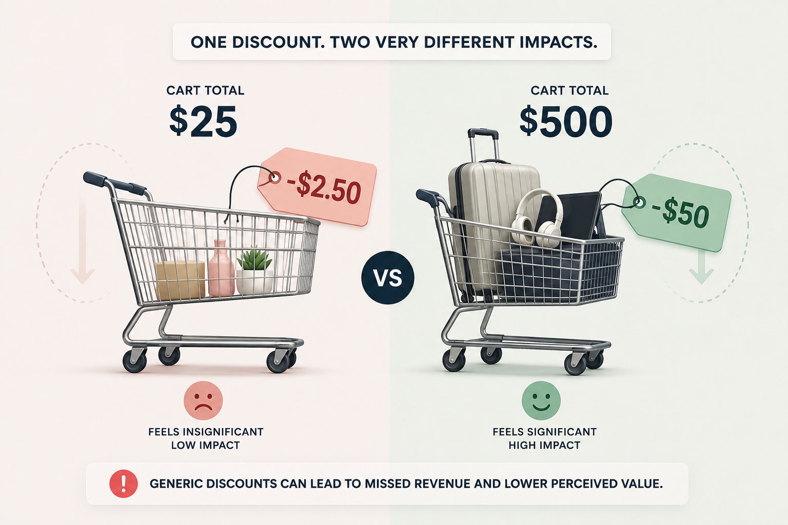 Comparison of generic discounts on small and large shopping carts