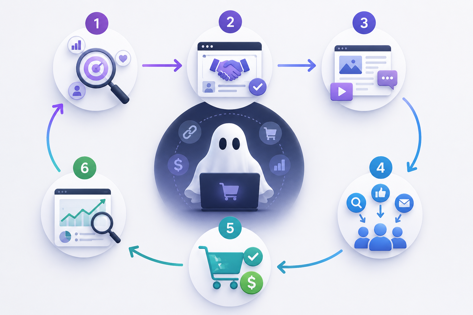 Ghost commerce workflow illustration
