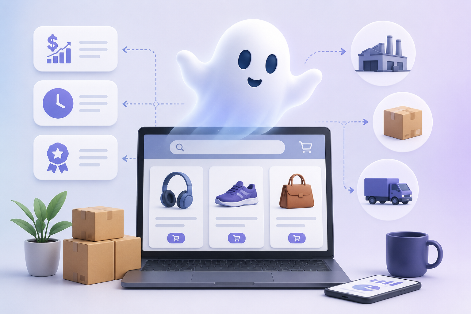 Ghost commerce with an online store and automation