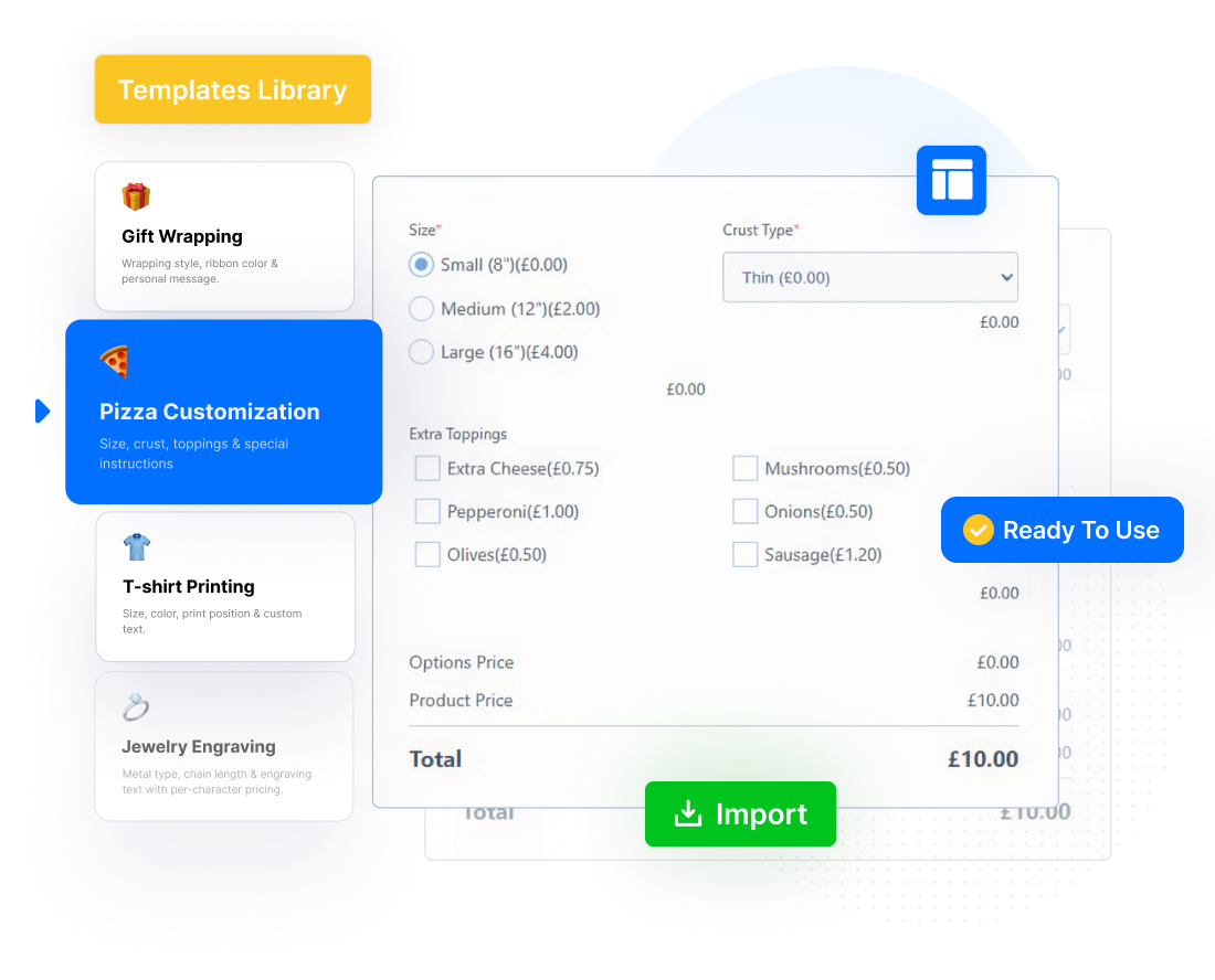 Woocommerce Custom Product Addons - Template Library