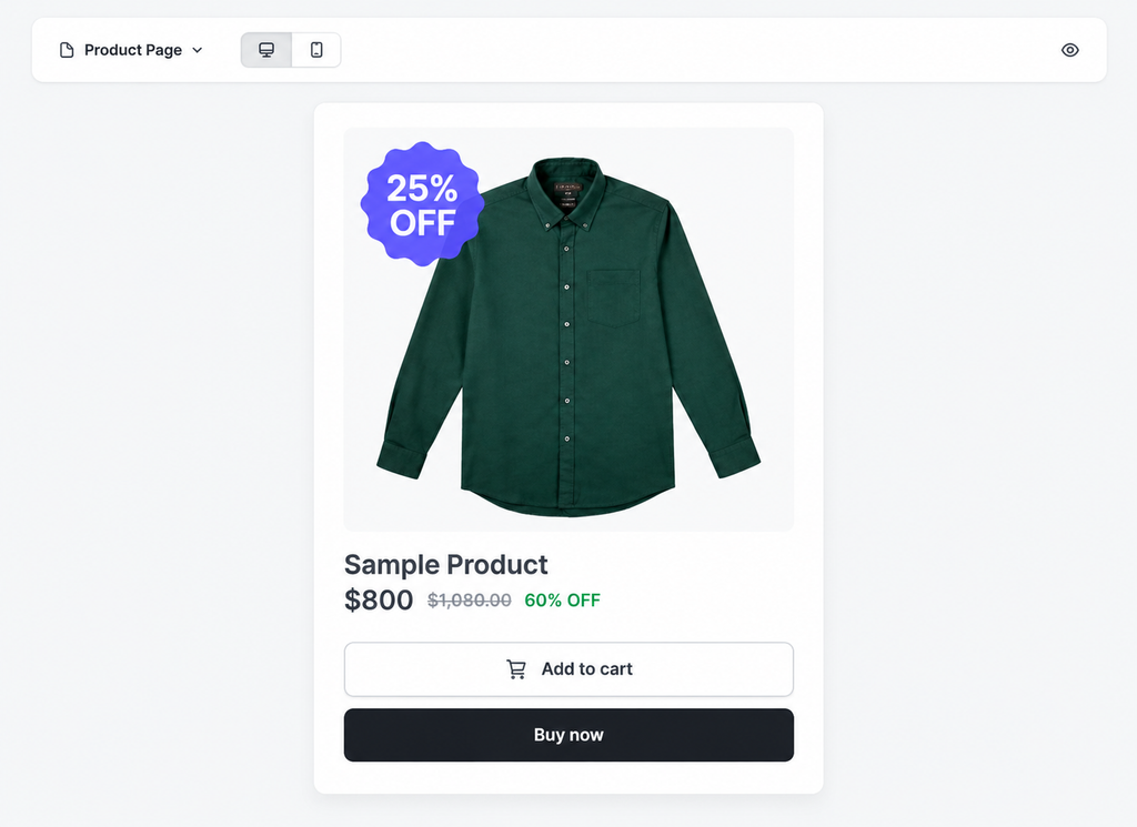 Discounted shirt product page.
