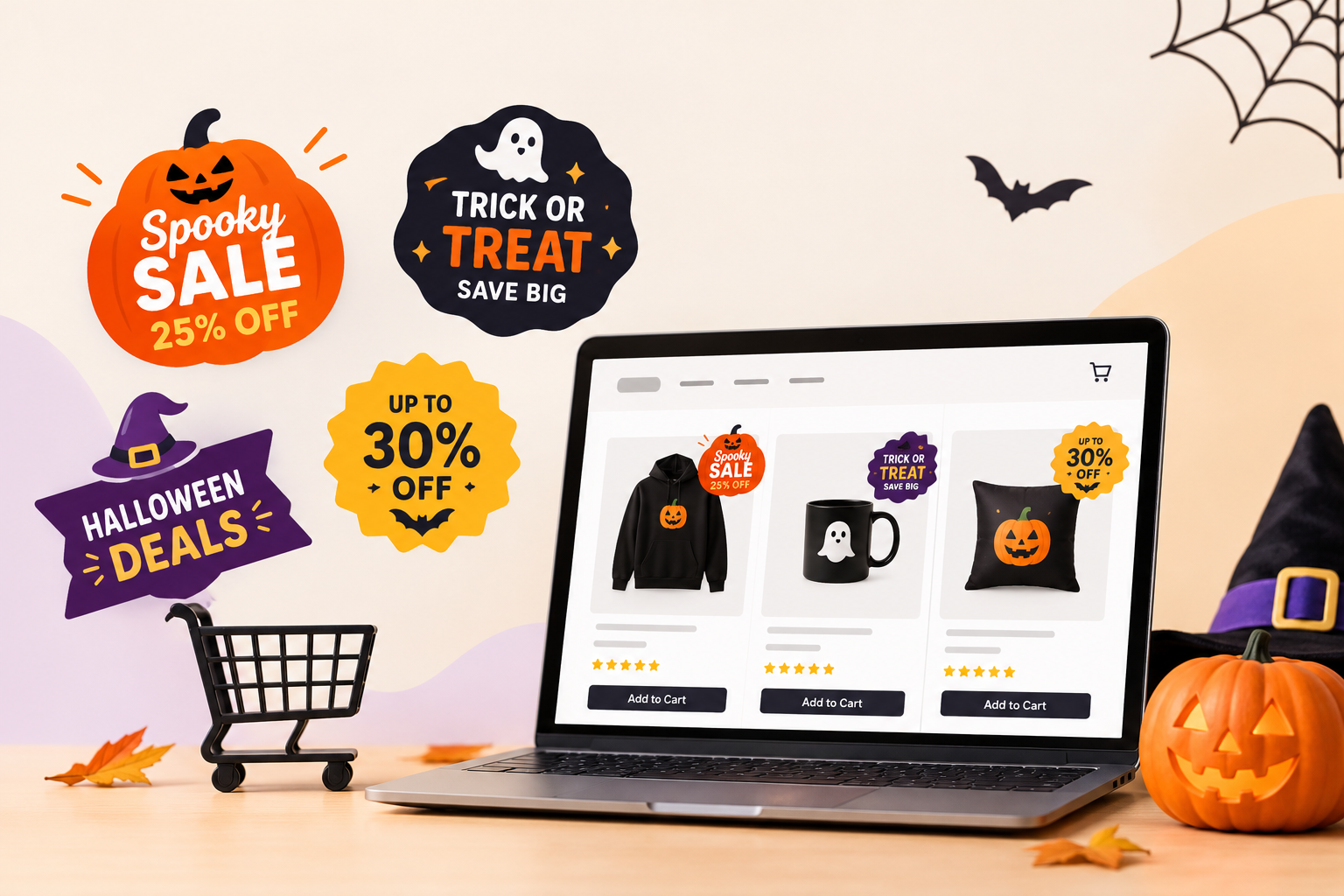 Halloween sale badges for online stores