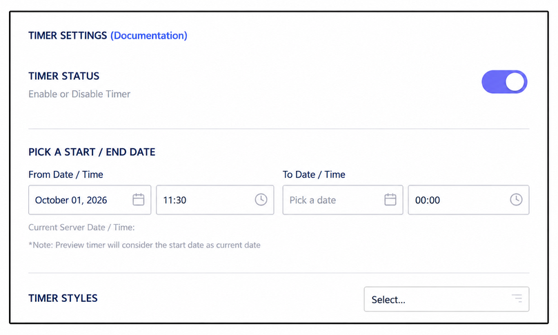 Schedule the start and end date