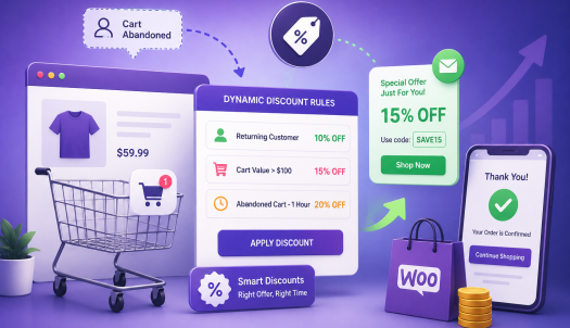 WooCommerce cart recovery with smart dynamic discounts.